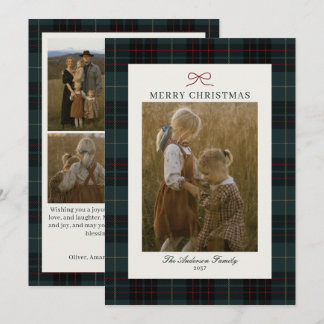 Cartão De Festividades Tartan Xadrez Natal Tradicional Chic 5 Foto