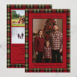 Cartão De Festividades Tartan Xadrez Vermelho Búfalo 5 Foto Personalizada