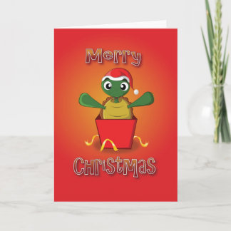 Cartão De Festividades tartaruga - caixa - Feliz Natal