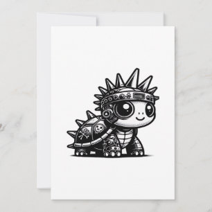 Cartão De Festividades Tartaruga Cyborg Whimsigoth Design de Arte Vintage