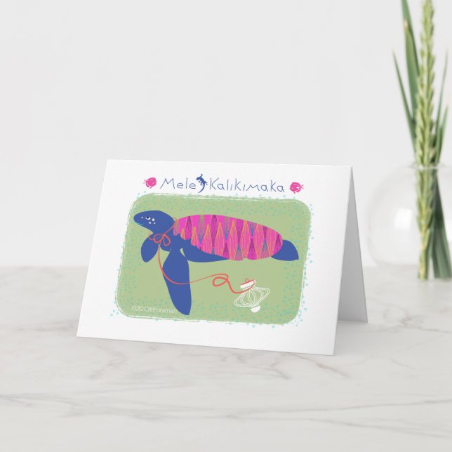 Cartão De Festividades Tartaruga do Natal de Mele Kalikimaka /Merry (Frente)