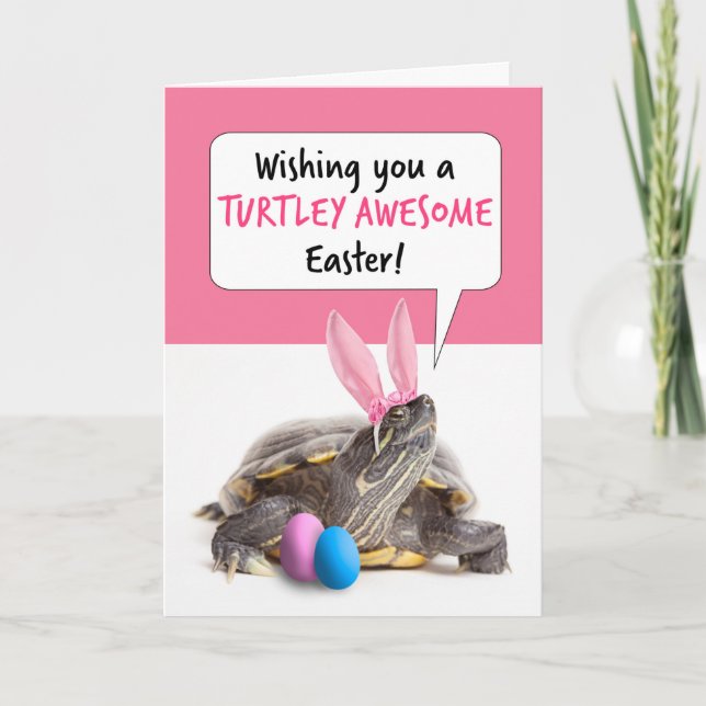 Cartão De Festividades Tartaruga felz pascoa Cuja Bola de Orelha (Frente)