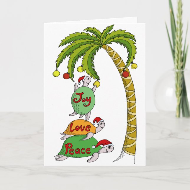 Cartão De Festividades Tartaruga havaiana Santa do Natal (Frente)