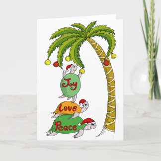 Cartão De Festividades Tartaruga havaiana Santa do Natal