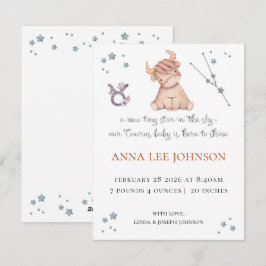 Cartão De Festividades Taurus Zodiac Birth Announcement