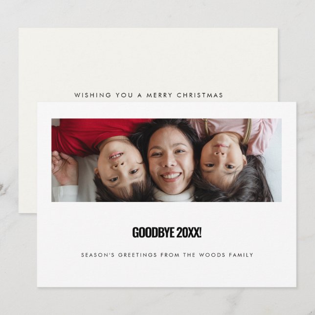 Cartão De Festividades Tchau 2025 Foto dos Anos novos modernos (Frente/Verso)