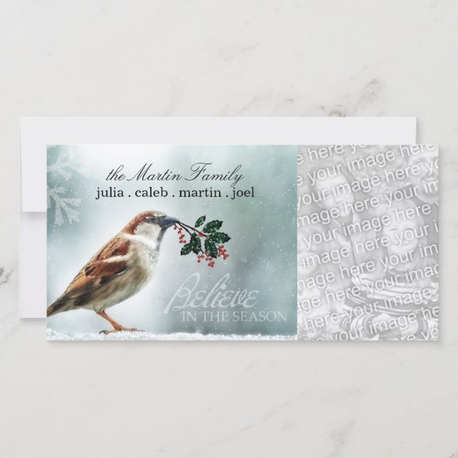 Cartão De Festividades TCWC - Pardal de casa nevado do feriado (Frente)