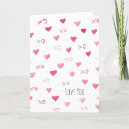 Cartão De Festividades Te Amo Feliz Dia dos Namorados Corações Aquarelas
