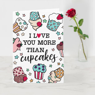 Cartão De Festividades Te Amo Mais Que Cupcakes Dia de os namorados