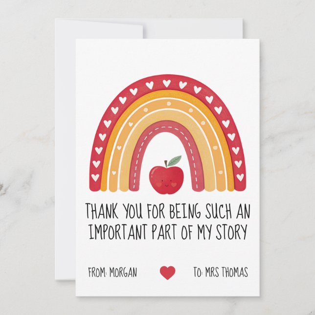 Cartão De Festividades Teacher Appreciation Card – Important Part Story (Frente)