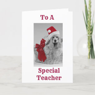 CARTÃO DE FESTIVIDADES **TEACHER*** GETS SPANIEL WISHES AT CHRISTMAS