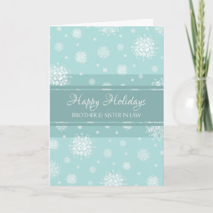 Cartão De Festividades Teal Brother and Sister in Law Happy Holiday Card