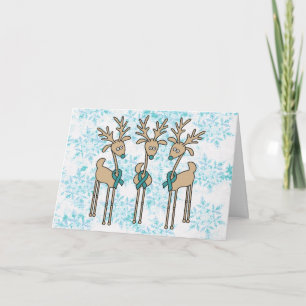 Cartão De Festividades Teal Ribbon Reindeer