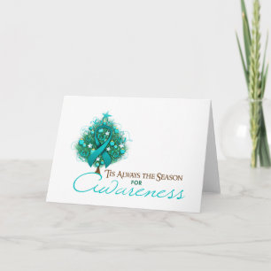 Cartão De Festividades Teal Ribbon Xmas Awareness Season