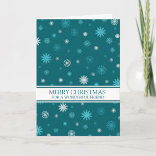 Cartão De Festividades Teal Snow Friendship Merry Christmas Card