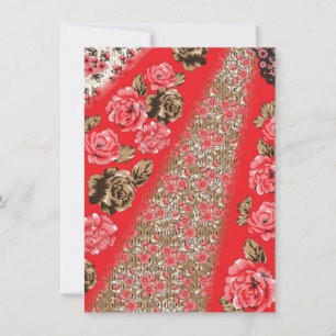 Cartão De Festividades Tecido vermelho vibrante com intrincado floral e