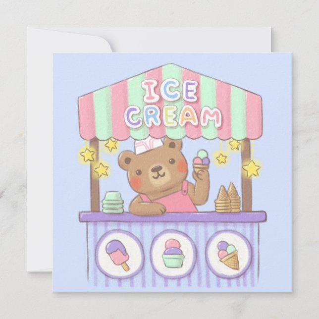 Cartão De Festividades Teddy's Ice Cream Parlor (Frente)