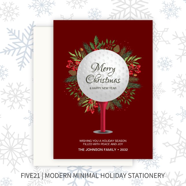 Cartão De Festividades Tee de Golfe Festivo Atirou Na Greenerescência de  (Criador carregado)