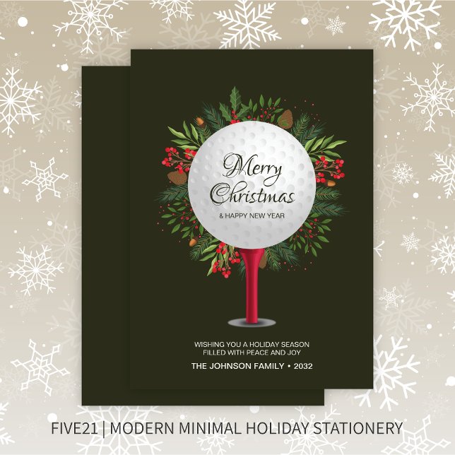 Cartão De Festividades Tee de Golfe Festivo Atirou Na Greenerescência de  (Criador carregado)