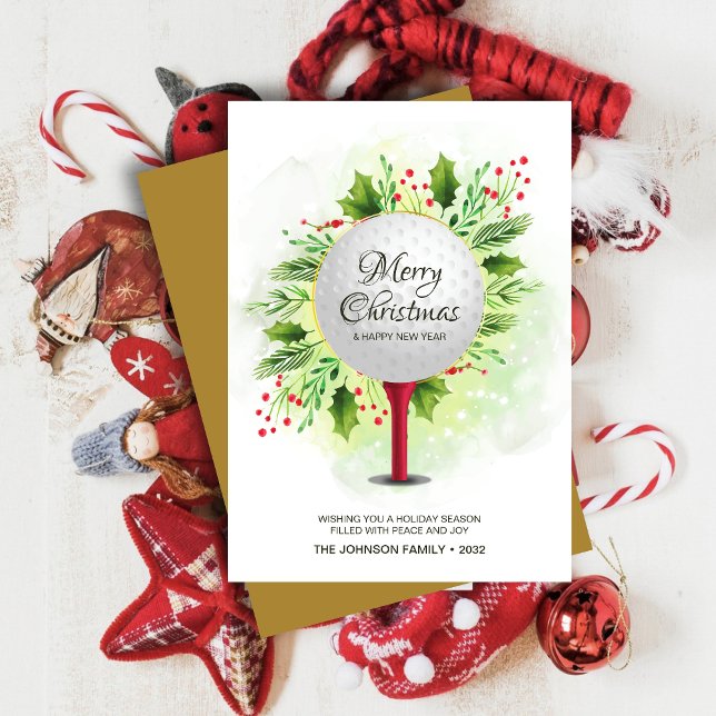 Cartão De Festividades Tee de Golfe Festivo Atirou Na Greenerescência de  (Criador carregado)