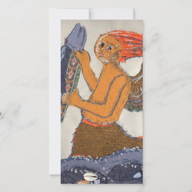 Cartão De Festividades Telefone da Sereia Têxtil (Frente)