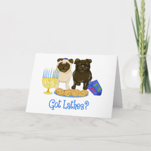 Cartão De Festividades Tem Latkes? Placas Hanukkah Pug - Personalizávei