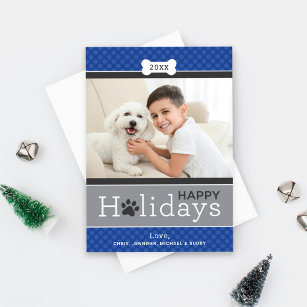 Cartão De Festividades Tema de Cachorro Azul Real Moderno Tema de Cachorr