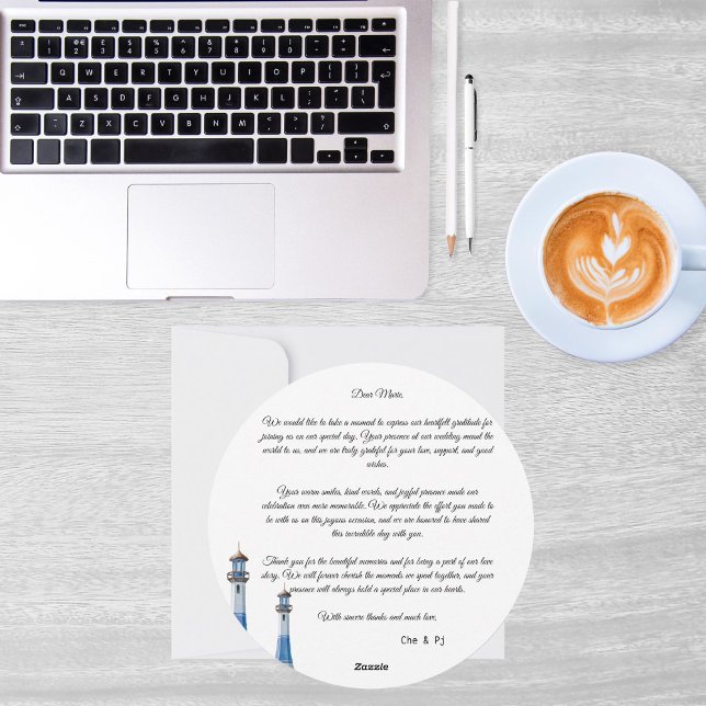 Cartão De Festividades Tema de Casamento de Praia Obrigado Cartão-Postal (Criador carregado)