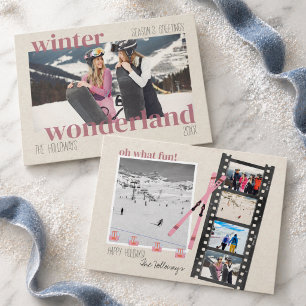 Cartão De Festividades Tema de Esqui Natal Terra de Encantamento Foto