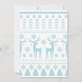 Cartão De Festividades Tema de Inverno em Arte Popular Azul Ártico