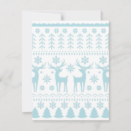 Cartão De Festividades Tema de Inverno em Arte Popular Azul Ártico