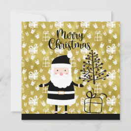Cartão De Festividades Tema de Natal e ouro do Papai Noel