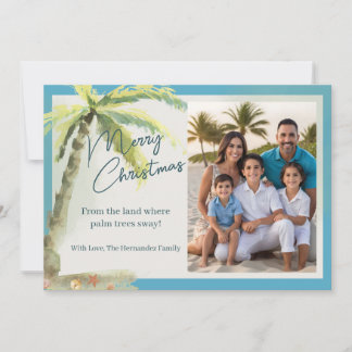 Cartão De Festividades Tema de Praia de Natal Tropical