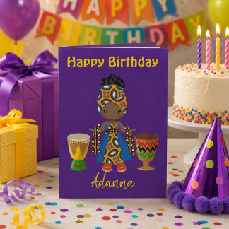 Cartão De Festividades Tema Real Africano Felicitações de Aniversário par