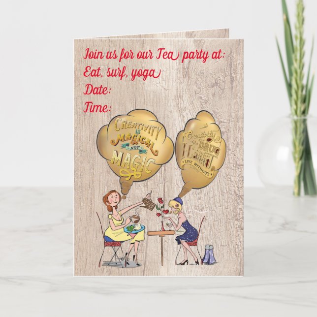 Cartão De Festividades Tempo de pausa mágica criativa com amigos (Frente)