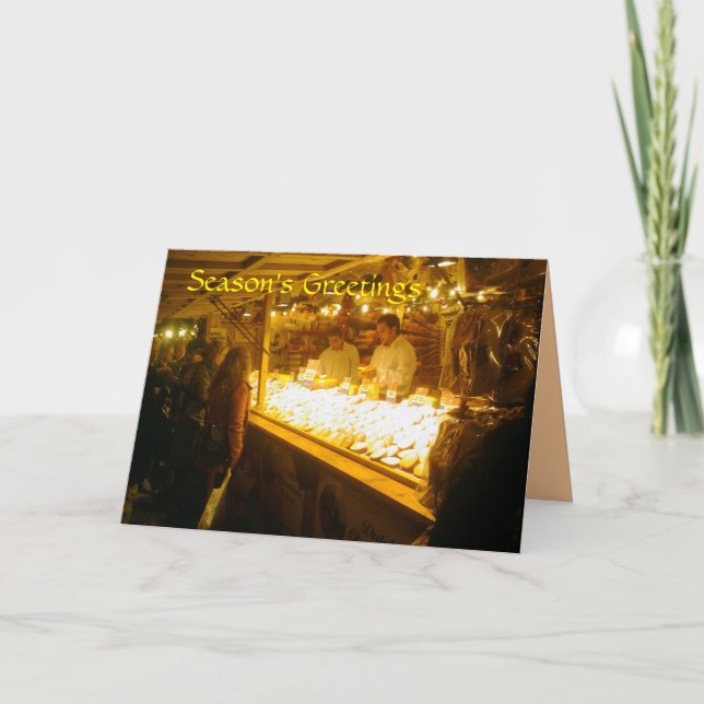 Cartão De Festividades Tenda do queijo, mercado alemão do Natal, (Frente)