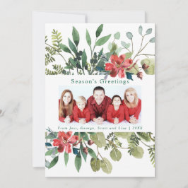 Cartão De Festividades Tendy Photo Winter Greenery com Flor Vermelha