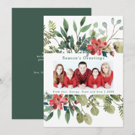 Cartão De Festividades Tendy Photo Winter Greenery com Flor Vermelha