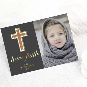 Cartão De Festividades Tenha Fé   Cruz Religiosa Foto de Natal
