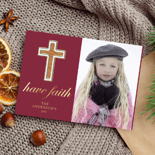 Cartão De Festividades Tenha Fé   Cruz Religiosa Foto de Natal