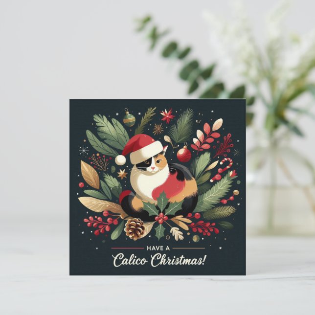 Cartão De Festividades Tenha um Calico Chritmas (Em pé/Frente)