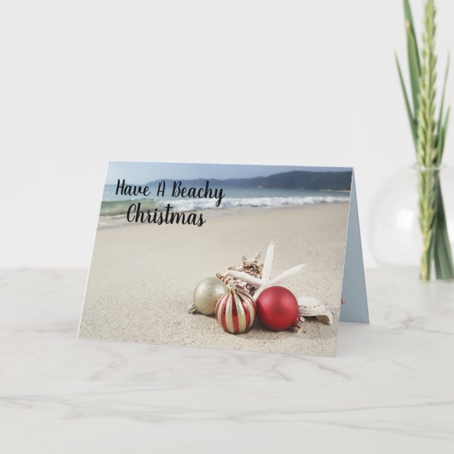 Cartão De Festividades Tenha Um Natal De Beachy (Frente)