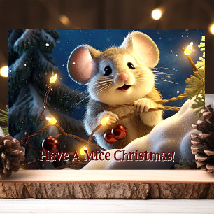 Cartão De Festividades Tenha um Natal de Ratos Rato Fofo
