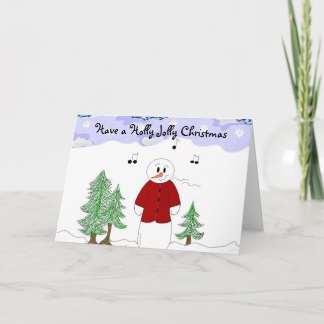 Cartão De Festividades Tenha um Natal Holly Jolly (Frente)