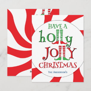 Cartão De Festividades Tenha um Natal Holly Jolly! Peppermint Swirl Elf