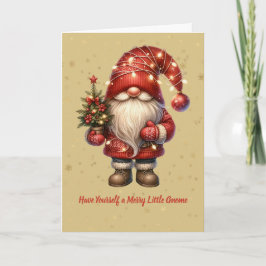 Cartão De Festividades Tenha um pequeno gnomo alegre de Natal