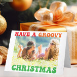 Cartão De Festividades Tenha uma foto de hippie de Natal em Groovy<br><div class="desc">Tenha um cartão de Natal ranzinza. Personalize seu cartão de feriado hippie fofo com este texto engraçado dos anos 70 em cores divertidas. Um cartão de Natal hippie colorido com sua foto de família.</div>
