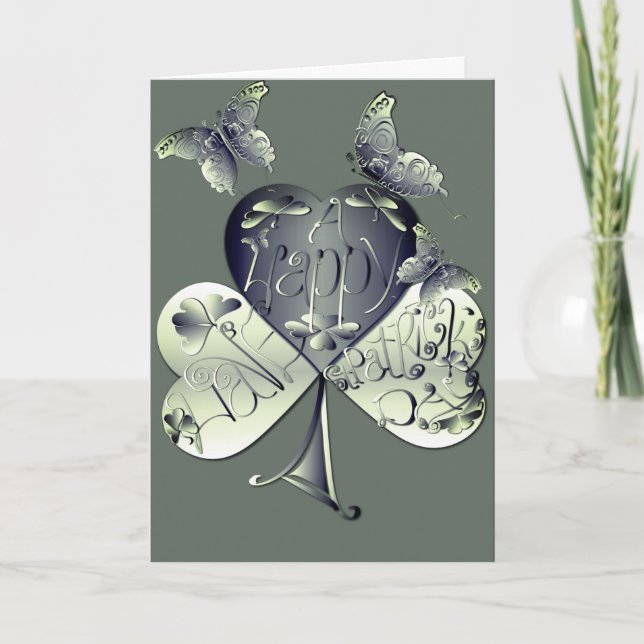 Cartão De Festividades "Tenha uma Rua feliz. Dia de Patrick" Shamrock (Frente)