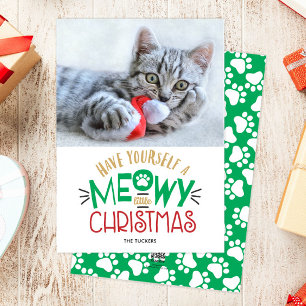 Cartão De Festividades Tenham uma pequena foto de gato de Natal