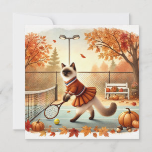 Cartão De Festividades Tênis Autumn Cat com Flores